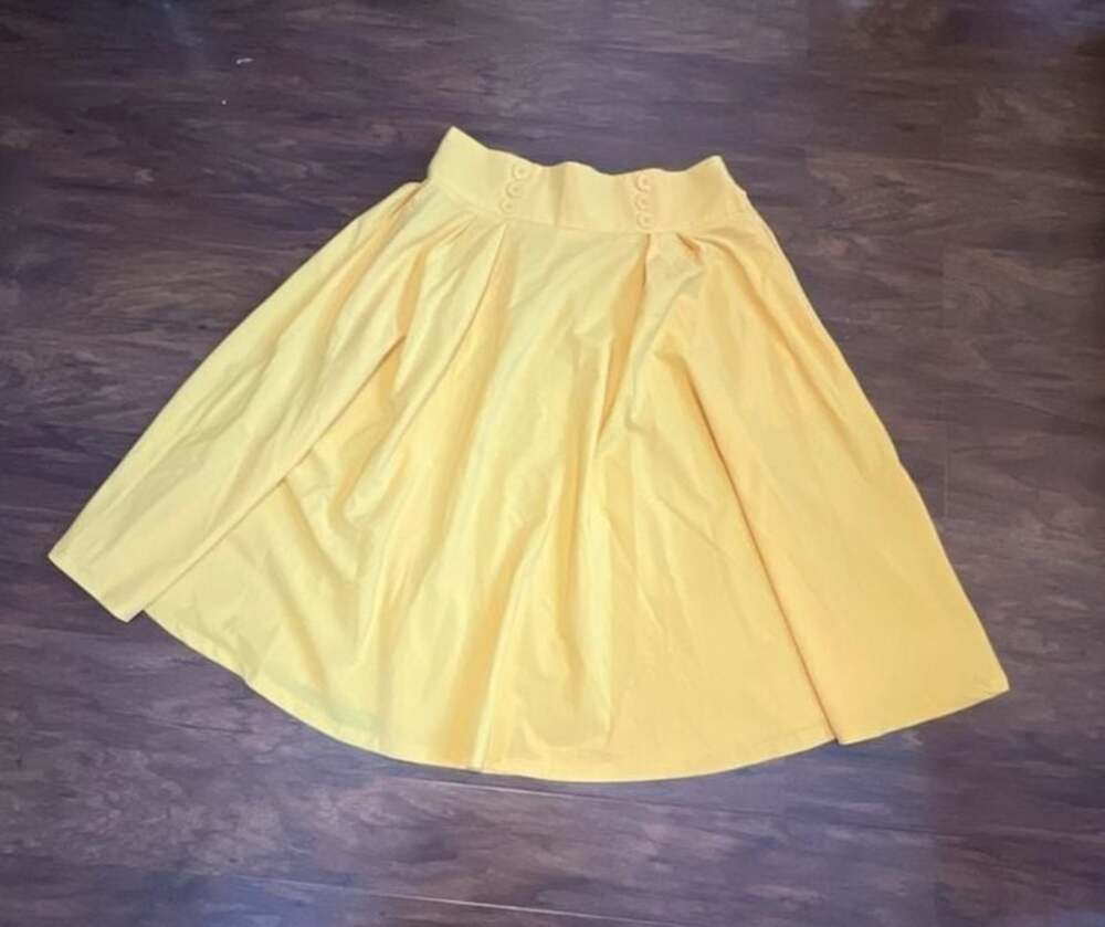 Belle Poque Vintage Style High Waist A-Line Pleated Midi Skirt